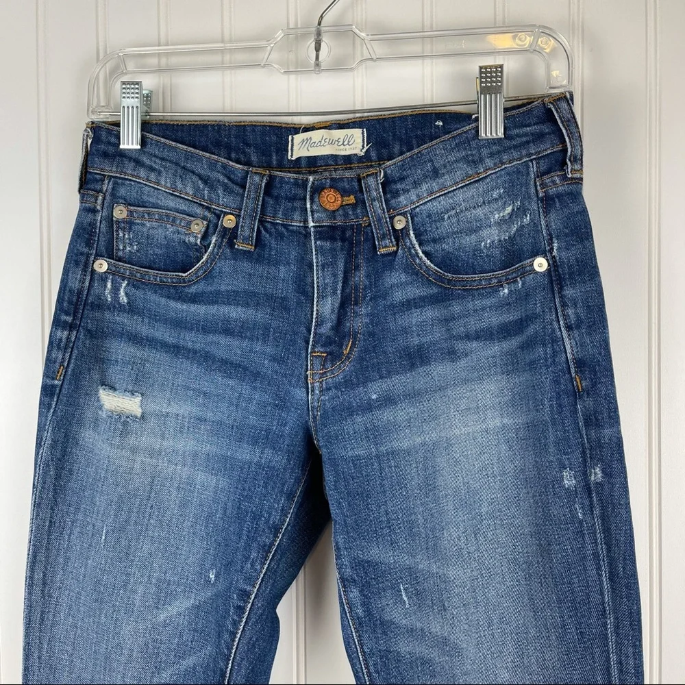 Madewell Slim Boyjean Distressed Blue Cropped 23